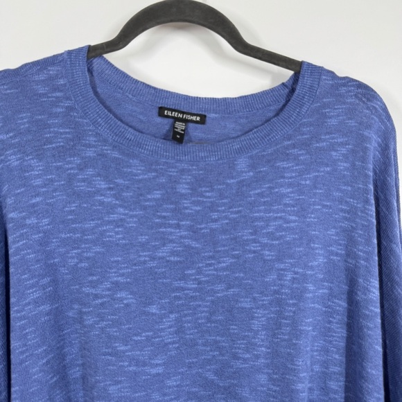 Eileen Fisher Blue Relaxed Fit Organic Linen Cotton Blend Lagenlook Tunic Top 1X - Picture 3 of 12